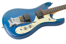 Load image into Gallery viewer, 1966 Mosrite Ventures Mark V Guitar Pacific Blue w/Original White Leather Strap #B1039 (PDX)