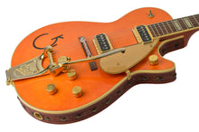 Load image into Gallery viewer, 2005-06 Gretsch G6130 Roundup Orange w/Tooled Leather Binding & Engraved Western Motif Inlays #JT05117498 (PDX)