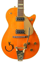 Load image into Gallery viewer, 2005-06 Gretsch G6130 Roundup Orange w/Tooled Leather Binding & Engraved Western Motif Inlays #JT05117498 (PDX)