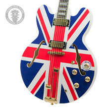 Load image into Gallery viewer, 2014 Epiphone Limited Edition "Union Jack" Sheraton Alpine White & Union Jack Graphic w/USA Mini Humbuckers #14101500977 (PDX)
