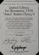 Load image into Gallery viewer, 2017 Epiphone Limited Edition Joe Bonamassa 1958 "Amos" Korina Flying V Natural w/COA & Ephemera #17112300072 (PDX)
