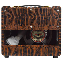 Load image into Gallery viewer, New Magnatone Baby M-80 1X10 Combo Amp w/TRG Exclusive Brown French Alligator Wrap & Gold Stripe Grillcloth (PDX)