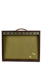Load image into Gallery viewer, New Magnatone Panoramic Stereo 2X10 Combo Amp w/TRG Exclusive Brown French Alligator Wrap & Gold Stripe Grillcloth #7859 (PDX)
