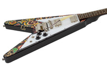 Load image into Gallery viewer, New Epiphone Inspired by Gibson Jimi Hendrix Lovedrops Flying V Ebony w/Hendrix Psychedelic Graphics #24101522797 (PDX)