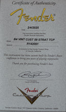 Load image into Gallery viewer, New Fender Custom Shop Vintage '59 Custom Stratocaster Time Capsule Package Faded/Aged Fiesta Red Flash Coat Lacquer #R142091 (PDX)