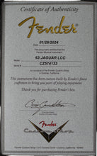 Load image into Gallery viewer, New Fender Custom Shop '63 Jaguar Deluxe Closet Classic Aged Inca Silver w/Matching Painted Headstock #CZ574133 (PDX)