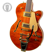 Load image into Gallery viewer, New Gretsch Electromatic LTD Flame Okoume Broadkaster Jr. Single-Cut Round Up Orange w/USA Full'Trons #CYGC24120407 (PDX)