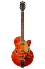 Load image into Gallery viewer, New Gretsch Electromatic LTD Flame Okoume Broadkaster Jr. Single-Cut Round Up Orange w/USA Full'Trons #CYGC24120407 (PDX)