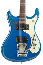 Load image into Gallery viewer, 1966 Mosrite Ventures Mark V Guitar Pacific Blue w/Original White Leather Strap #B1039 (PDX)
