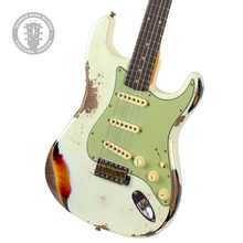 Load image into Gallery viewer, New Fender Custom Shop 1960 Stratocaster Heavy Relic Aged Olympic White over Sunburst #CZ574680 (PDX)
