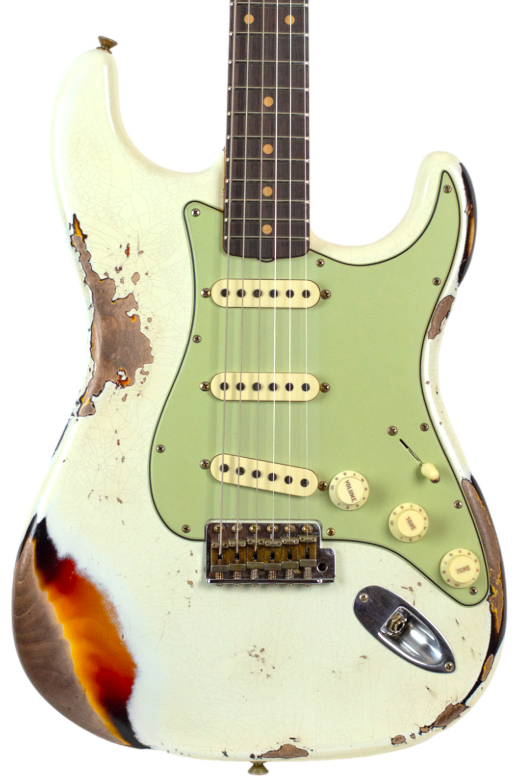 New Fender Custom Shop 1960 Stratocaster Heavy Relic Aged Olympic White over Sunburst #CZ574680 (PDX)