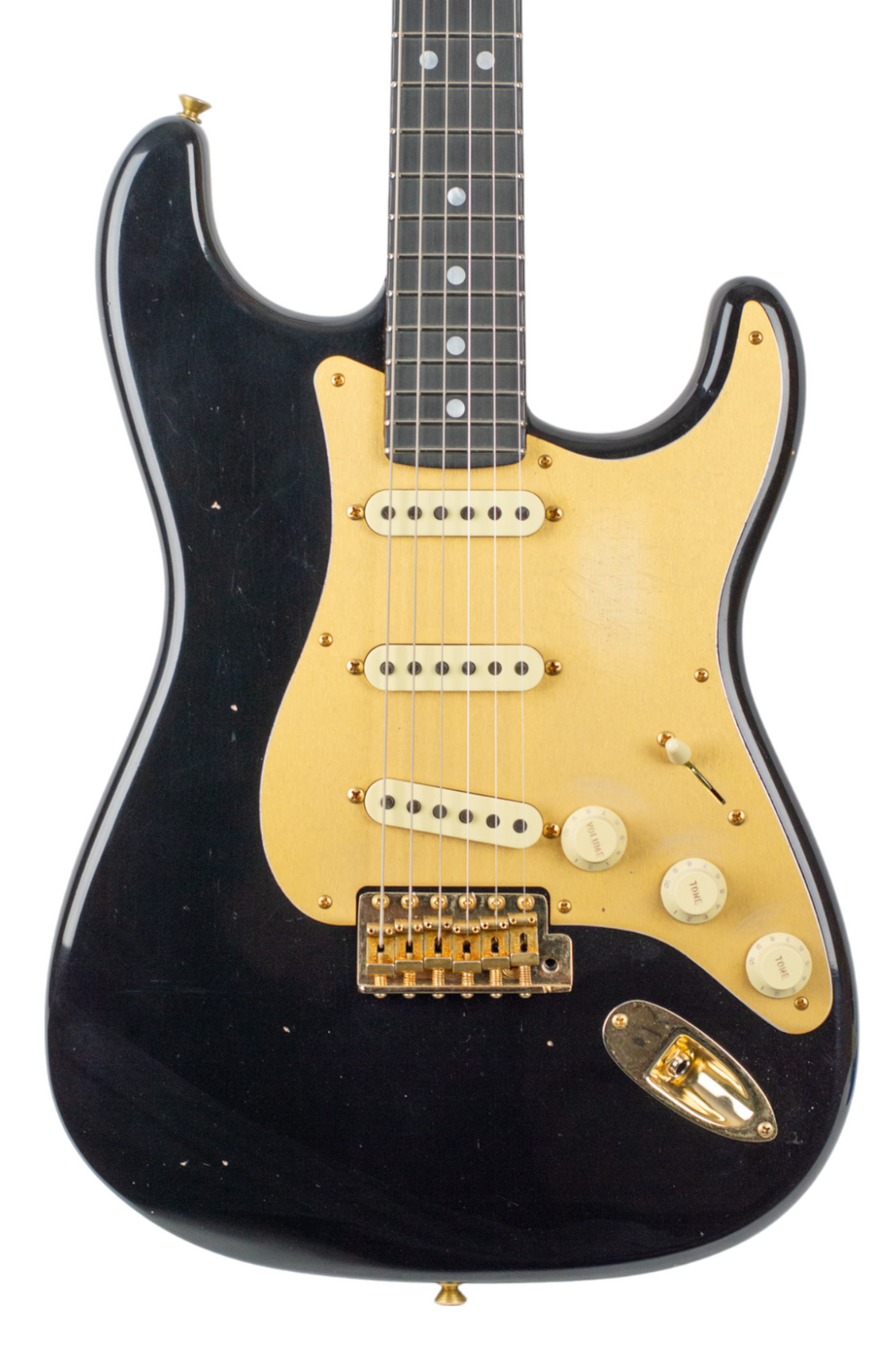 New Fender Custom Shop '69 Stratocaster Journeyman Black w/Gold Hardware and Anodized Gold Pickguard #R119436 (PDX)