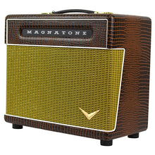 Load image into Gallery viewer, New Magnatone Baby M-80 1X10 Combo Amp w/TRG Exclusive Brown French Alligator Wrap &amp; Gold Stripe Grillcloth (PDX)
