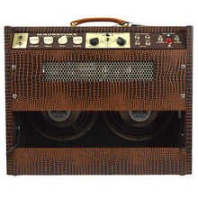 Load image into Gallery viewer, New Magnatone Panoramic Stereo 2X10 Combo Amp w/TRG Exclusive Brown French Alligator Wrap &amp; Gold Stripe Grillcloth #7859 (PDX)
