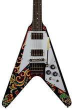 Load image into Gallery viewer, New Epiphone Inspired by Gibson Jimi Hendrix Lovedrops Flying V Ebony w/Hendrix Psychedelic Graphics #24101523371 (PDX)
