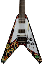 Load image into Gallery viewer, New Epiphone Inspired by Gibson Jimi Hendrix Lovedrops Flying V Ebony w/Hendrix Psychedelic Graphics #24101522797 (PDX)
