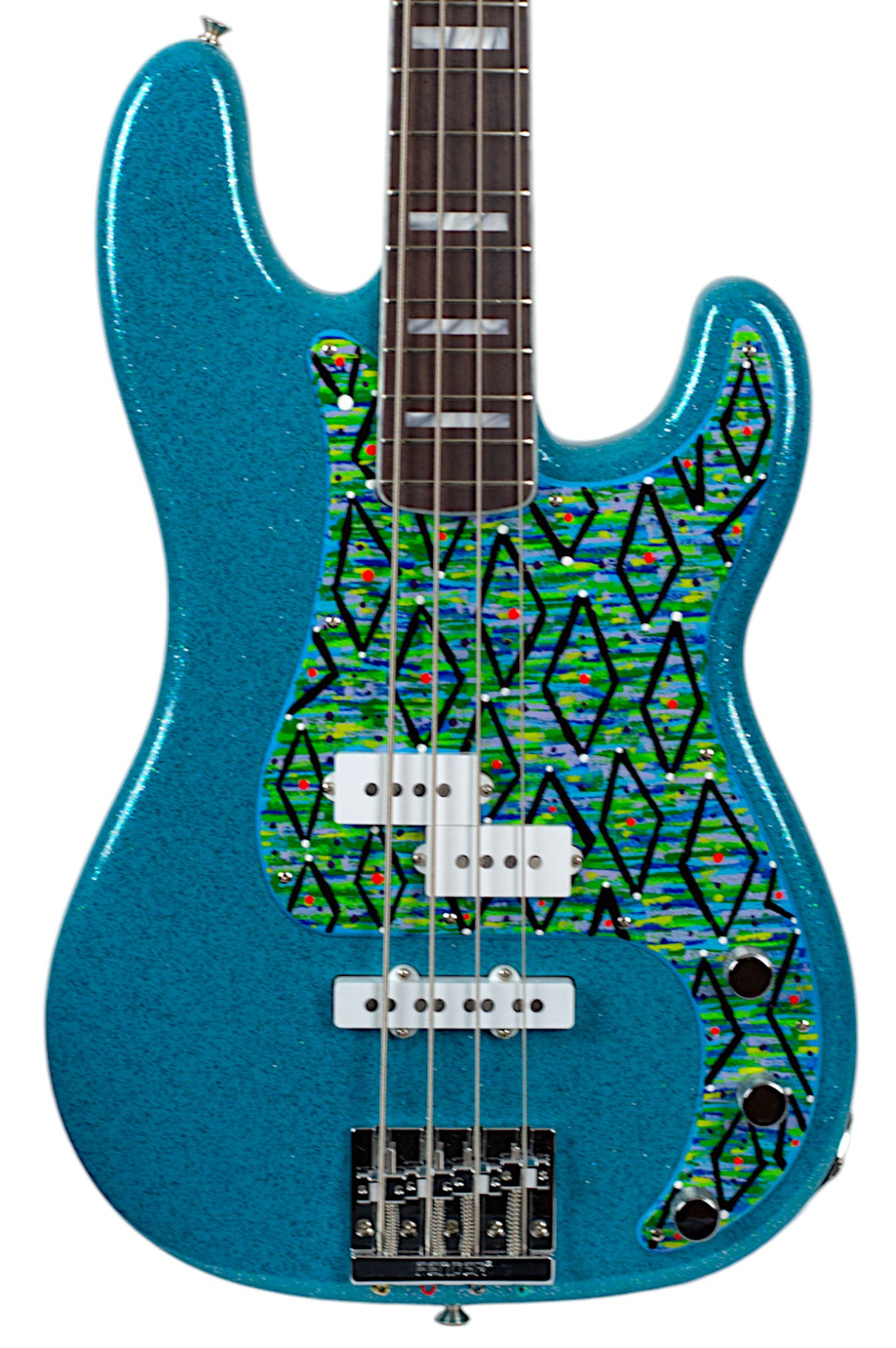 New Fender Custom Shop Jason Smith Masterbuilt P-J Bass Taos Sparkle w/Hand Painted Pickguard #R140046 (PDX)