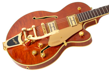 Load image into Gallery viewer, New Gretsch Electromatic LTD Flame Okoume Broadkaster Jr. Single-Cut Round Up Orange w/USA Full'Trons #CYGC24120407 (PDX)
