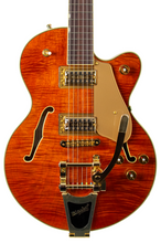 Load image into Gallery viewer, New Gretsch Electromatic LTD Flame Okoume Broadkaster Jr. Single-Cut Round Up Orange w/USA Full'Trons #CYGC24120407 (PDX)
