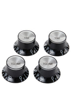 Load image into Gallery viewer, Gibson Top Hat Knobs Black w/Silver Metal Insert 4pcs. (PDX)
