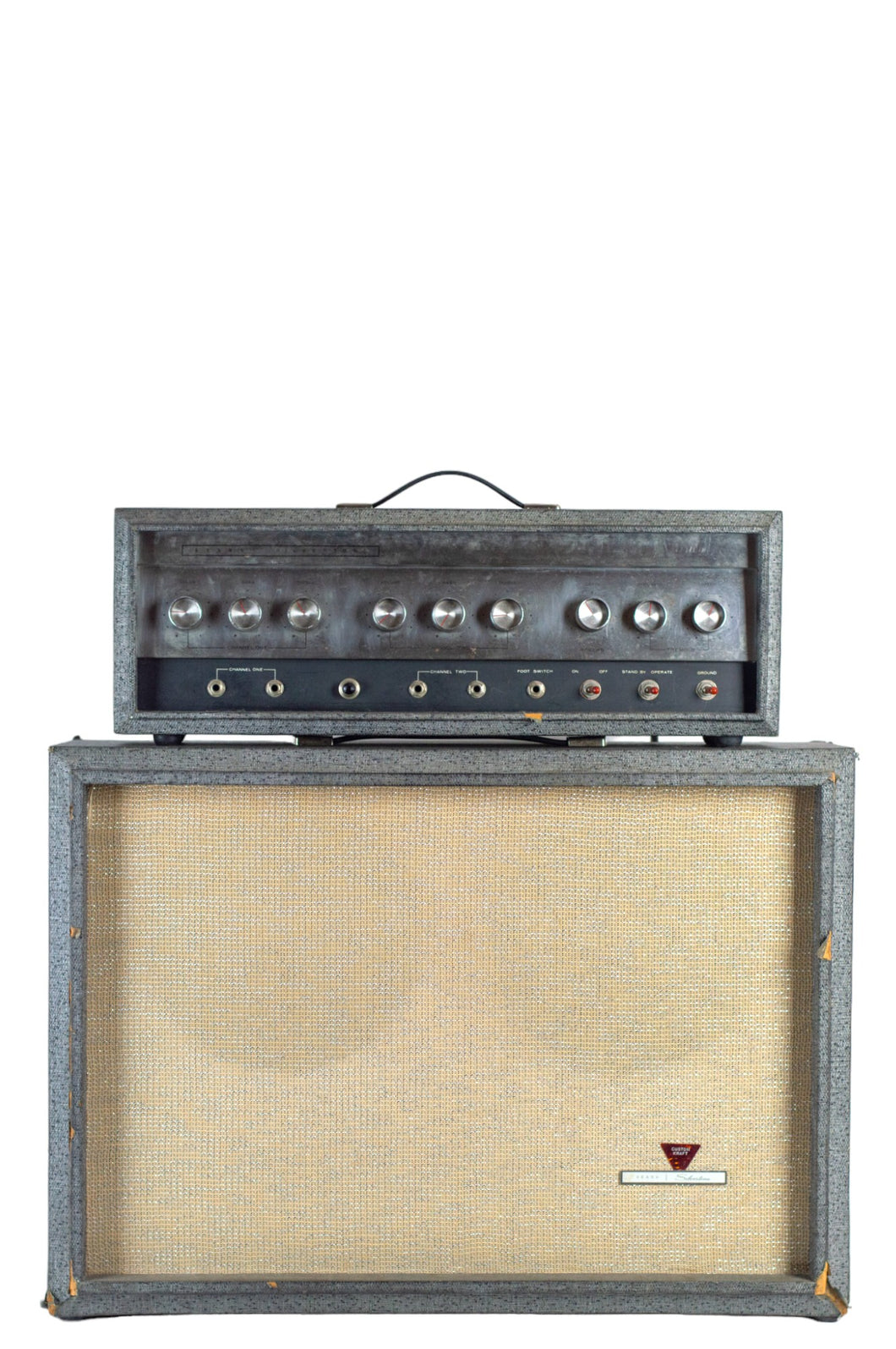 1960s Silvertone 1484 Amplifier Head and 2x12 Cab Gray Tolex w/Foot Switch (PDX)