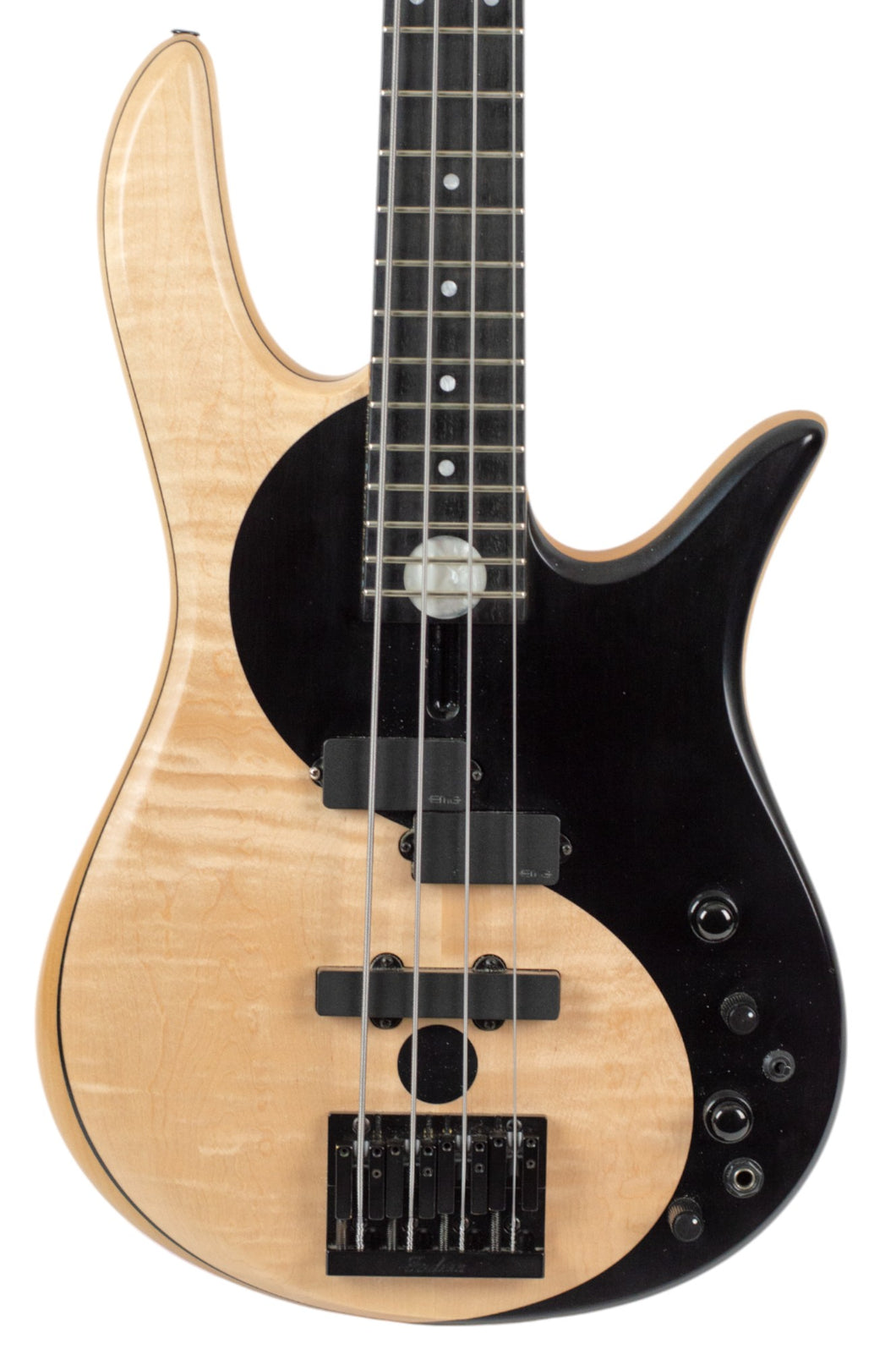 Circa 2011 Fodera Series I Yin-Yang Standard Bass Guitar Natural Maple & Black Painted Yin Yang Pattern #YYS19 (PDX)